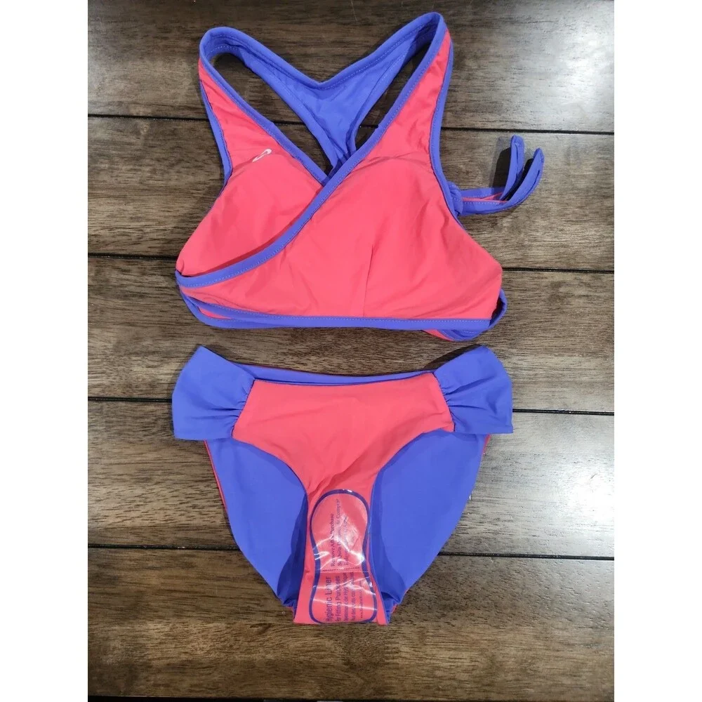 NEW Asics Keli Reversible Bikini Top & Bottom Sz S Beach Volleyball Purple Coral